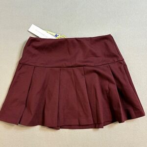 NWT BCBGeneration Brulee Burgundy Skater Pleated Knit Mini Skirt Small